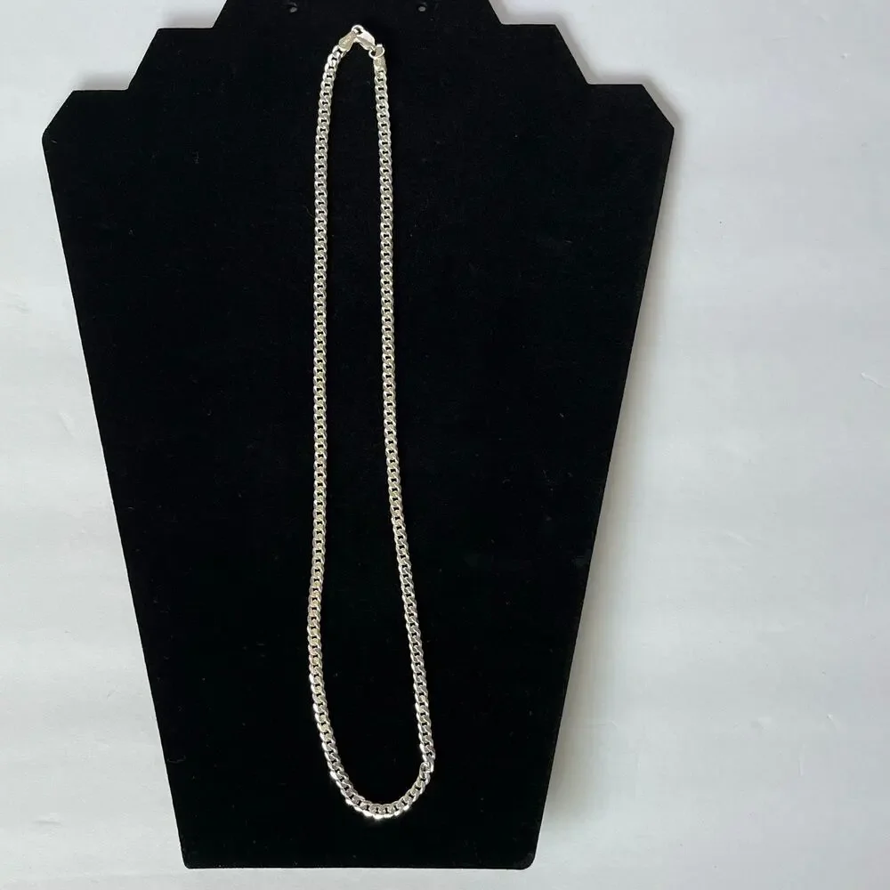 925 Sterling Silver Mexico Curb Chain Necklace 20” 4mm Wide 12.39g GA01